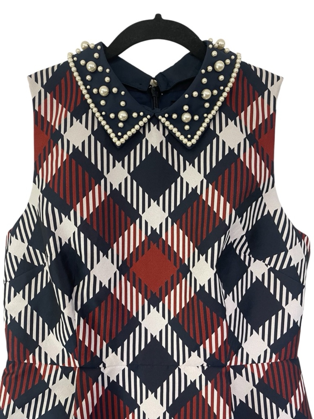 Kate Spade New York Plaid Dress Pearl Embellished Collar Size 8 NWT - Picture 8 of 13